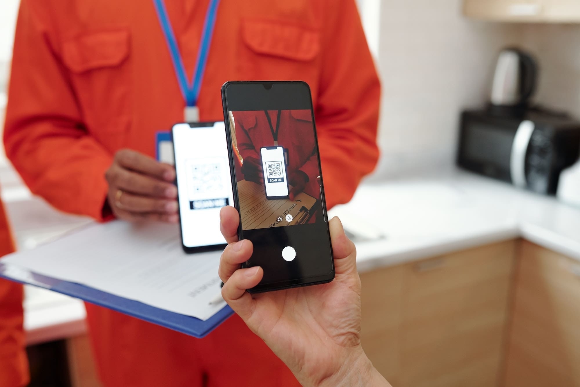 Woman Scanning QR Code